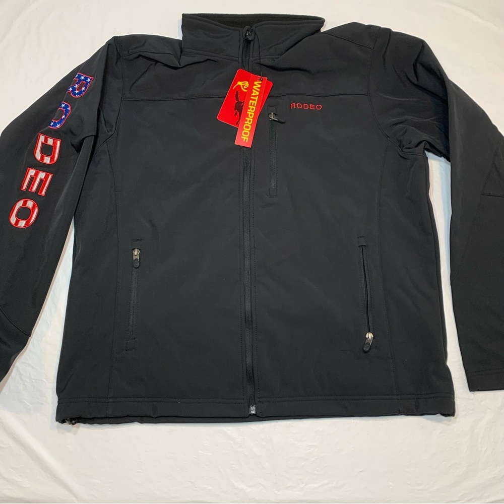 RCCO Rodeo Clothing American Flag Patriotic Black Soft Shell Jacket Men’s XL New